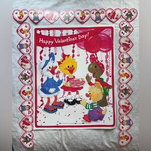 Vintage 90’s Valentine’s Day Suzy’s Zoo Poster Banner Set Whimsy Classroom Decor